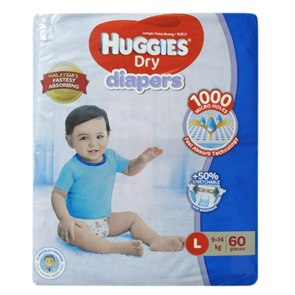Huggies Large Belt Diaper 9-14Kg 60 Pcs | huggies xl price in bd